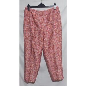 Evan-Picone Silk Pants Womens 14 Pink Coral Paisley Lined  NWT